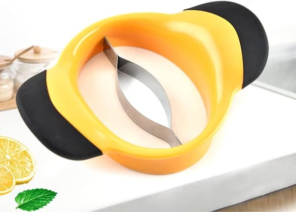 Mango Splitter, Mango Cutter, Rustfrit Stål Mango Skærer, med Bløde Håndtag, Bærbar, Gul