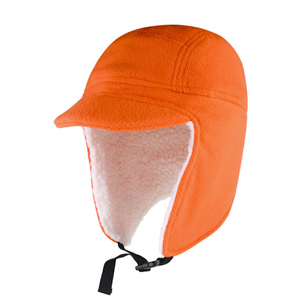 Herr Fleece Varm Vinter Utomhus Mössor med Visir Vindtät Öronlapp Skalle Mössa skidåkning, snowboardåkning, vandring, jakt, fångst Orange 58cm
