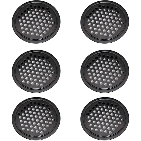 6 stycken ventilationsgaller i rostfritt stål, skåpsventilationsgaller - 60 mm runt ventilationsgaller kan användas i garage, badrum, sovrum