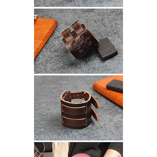 Brun läderarmband för män - Drake - Punk-stil, 11,6 tum, Läder