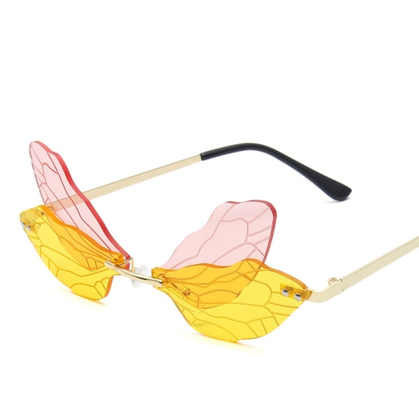 Dragonfly Wing Shape Solbriller til kvinder/mænd Uregelmæssige briller uden stel S
