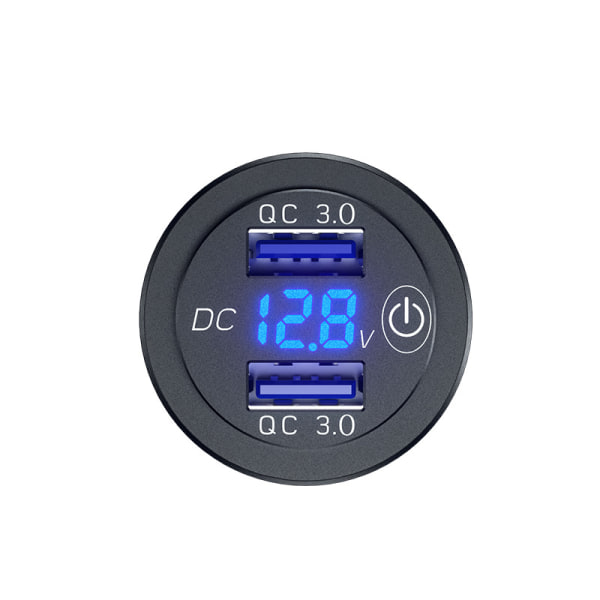 5V 6A 30W Dubbel USB-billaddare Snabbladdning QC 3.0 Adapter med LED Digital Voltmeter 50*37*29mm