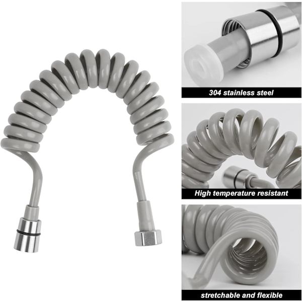 Teleskopisk Dusch slang, 2 Meter Badrumsfjäder slang, Rostfritt Stål Spiral slang, Lång slang för Spruta, Toalett, Bidet, Kran