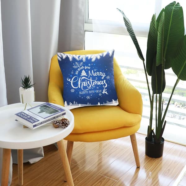 Sæt med 4 bløde polyester pudebetræk kompatible med stue sofa seng jul 45 x 45 cm