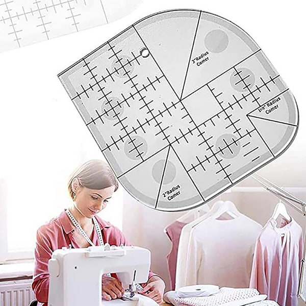 Akryl symaskin kurvformad hörn skärlinjal symaskin lapptäcke linjal symaskin mall lapptäcke verktyg DIY sytillbehör