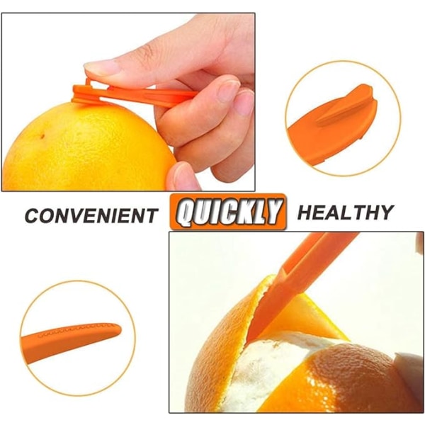 Appelsinskræller værktøjer Plastik appelsinskræller Citrusfjerner Nem åben Citrus Citron Citrus skræl Cutter Frugtværktøjer Køkken Gadgets (Orange 2 Pack) 6 tommer