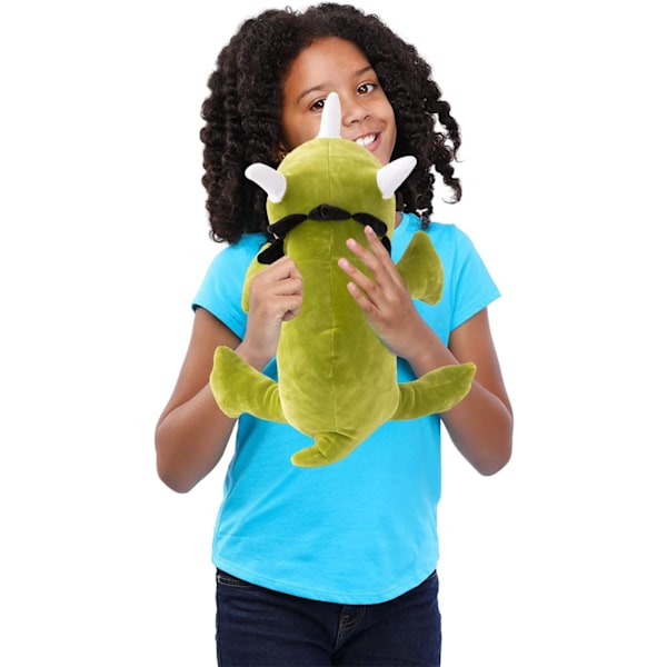 Dinosaur gosedjur för ångest och stresslindring – Fyllning med PP-bomull 1 LB – Dinosaur plysch med bedårande rosa design – Perfekt kastkudde, dekoration (grön, 13,7 tum)