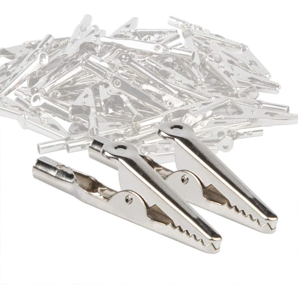 50 pakke sølvforniklet metal alligator clips til laboratorieelektricitet