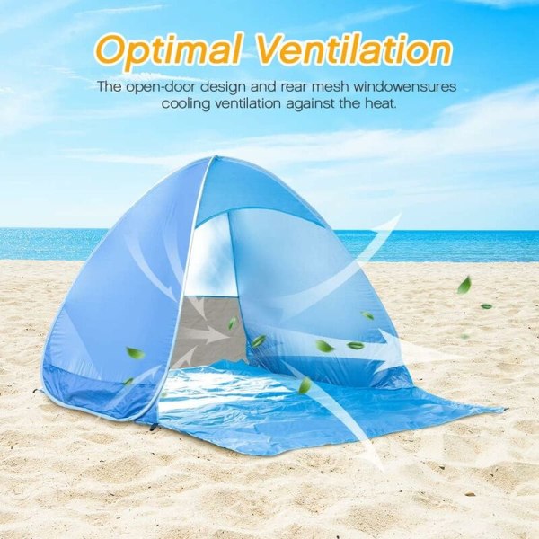 Pop-up strandtält UPF 50+ UV-skydd, vattentätt solskydd för familjen