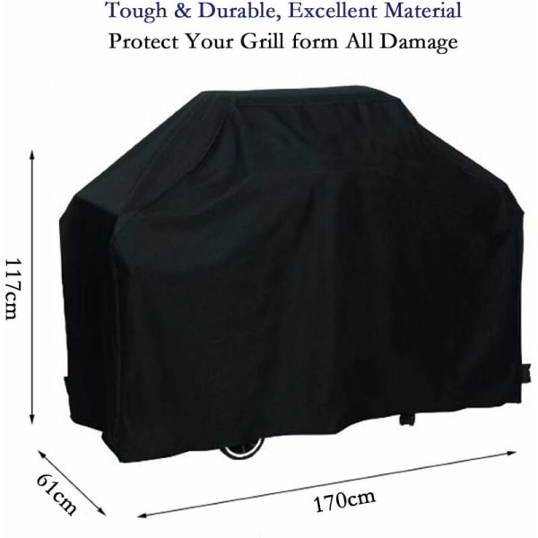 Grilltrekk Svart Grillbeskyttelsestrekk 170 x 61 x 117cm -