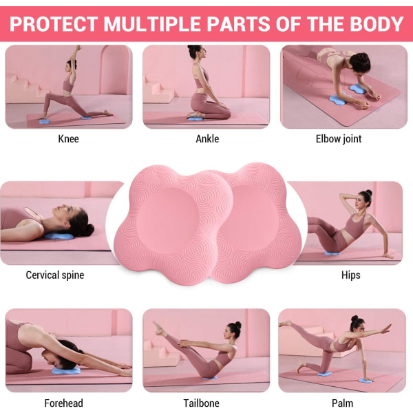 2 Pack Yoga Knäskydd Extra Tjocka För Knän Armbåge Handledsskydd Pilates Knäskydd Rosa