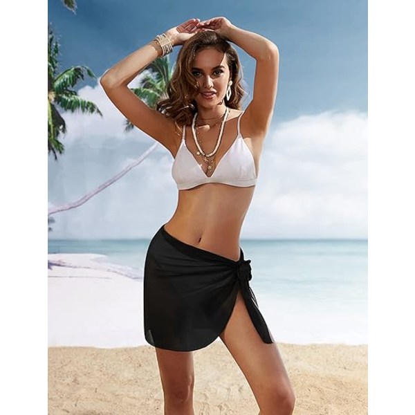 Kvinders korte saronger strandomslag Gennemsigtige bikiniomslag Chiffonbetræk til S