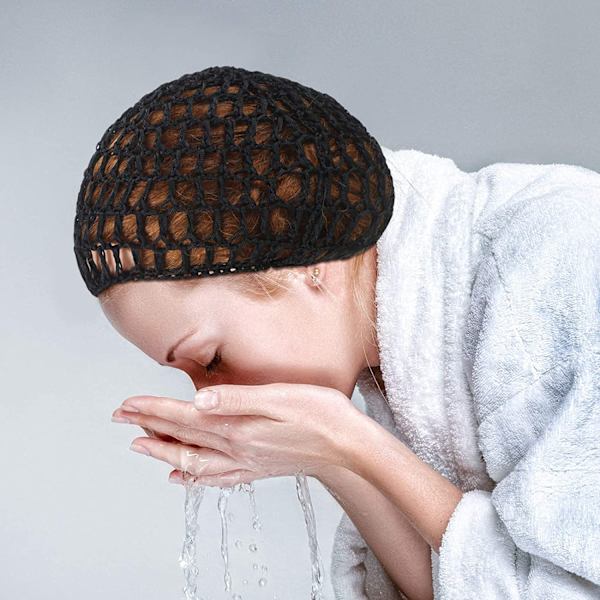2 stk. Mesh Hårnet Rayon Strikkede Snood Kvinder Hæklet Søvn Hue (Sort)