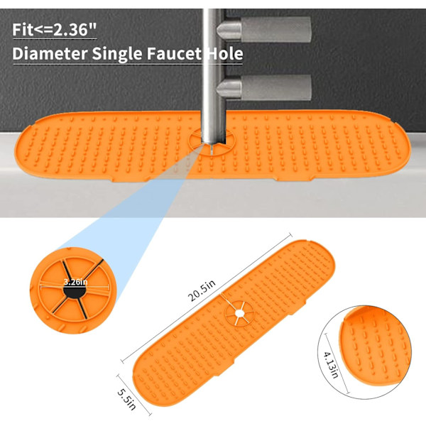 Vannsprutbeskyttelse for vannkran, absorberende silikonmatte for kjøkken, anti-drypp for kraner, forhindrer skade