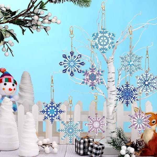 12 stycken juldiamantmålning nyckelringar 5D DIY diamantmålningssats julhängande diamantkonstkit diamantkonst juldekorationer för barn