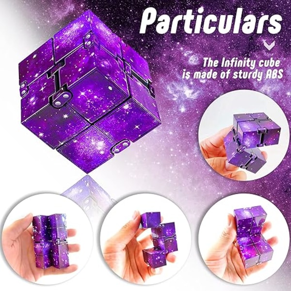 Infinity Cube Finger Toys Fidget Toy Blocks for Stress Relieving, Killing Time Unique Idea Cool Fidget Mini Gadget Cube - Purple