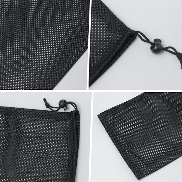 Pack Mesh Ryggsäck Polyester Dragkedja Nätväska Tvättsäck för Sport, Resa, Present, Camping, Träning Pump Nätväska (10 * 15cm, Svart)