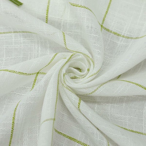 Linned gardin med slips, Bomuldsblanding, grøn, BxH 140x60cm（1 stk）