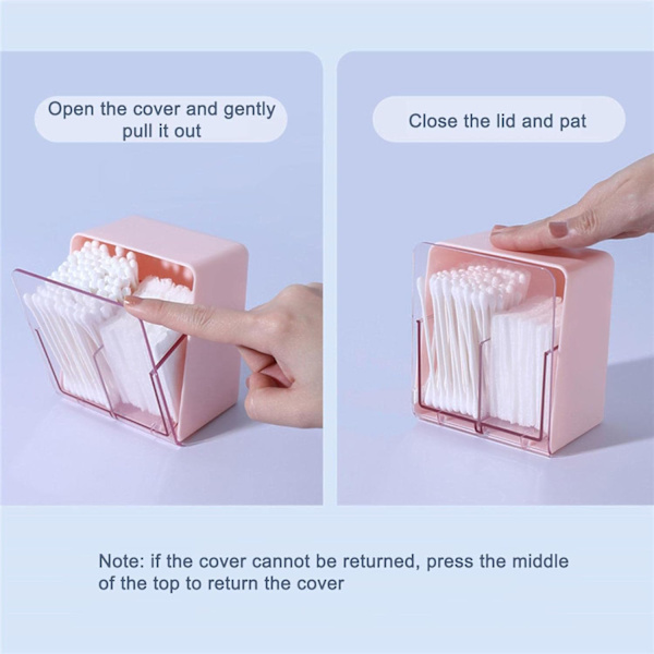 Bomuldsvatpindsholder, Multifunktionel Opbevaringsflaskeholder med 2 Rum til Opbevaring af Makeup Pads i Bomuldsvatkugler