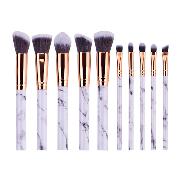 10 stykker professionelt marmor makeup børste sæt