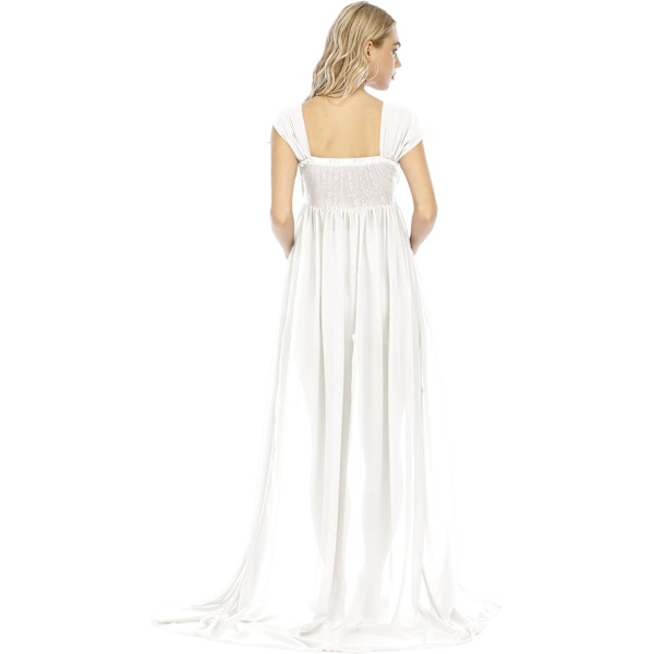Maternitykjole for fotografering Off Shoulder Chiffon Kjole Split Front Maxi
