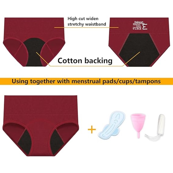 Menstruations trosor i bomull för kvinnor, läckagesäkra underkläder efter förlossningen, skyddande trosor i storlek XL 4