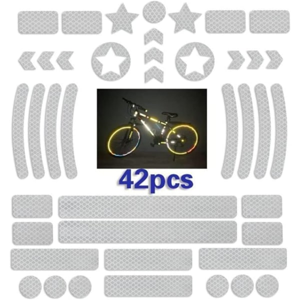 42 stycken reflekterande klistermärken, reflekterande klistermärken för cykel