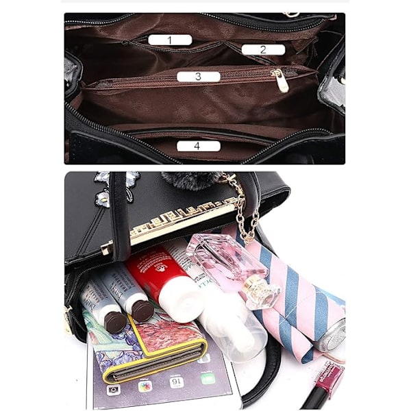 Kvinnelig håndveske topphåndtak elegant crossbody klassisk dame lilla