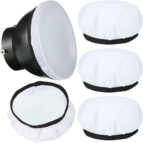4 st Diffuser Lamp Sock Mjuk Diffuser Lamp Cover 7 Tum/ 18 cm Standard Tyg Diffuser Ljus Sock Lampskärm Reflektor Lamp Sock för Strobe Flash Light Speedlite (Vit)
