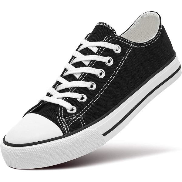 Dame Canvas Low Top Sneakers Sneakers Klassiske Sneakers Black & Whiten's C