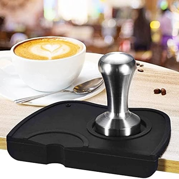 Silikon espresso matte, svart kaffe tamper matte, anti-skli hjørne tamper pad
