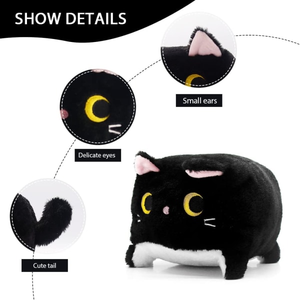 Black Cat Plysj Leketøy Black Cat Pillow, Myk Plysj Dukke Cat Plysj Cat Pute