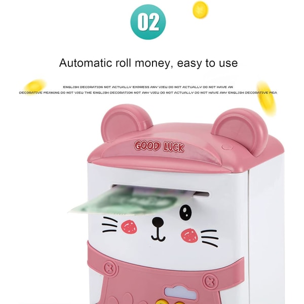 Elektroniska fingeravtryckskodlås sparbössor för barn, Mini ATM Auto Scroll
