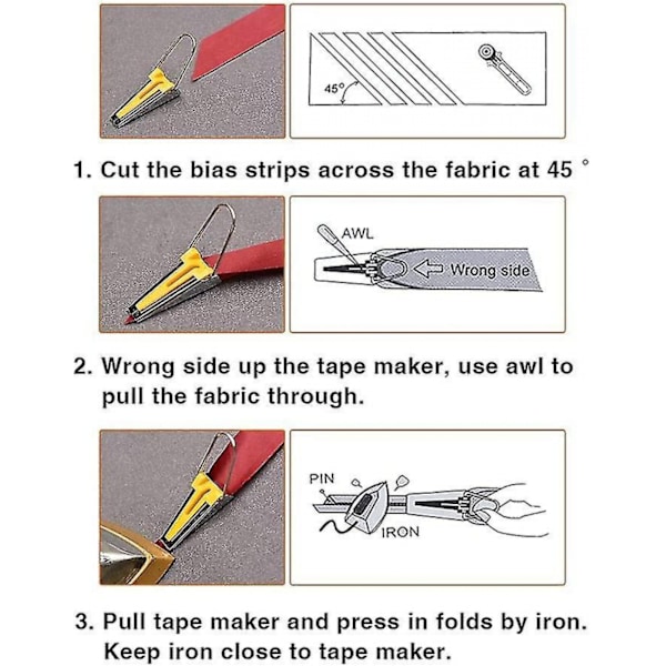 Bias Makers 4 storlekar sy Bias Tape med Heilwiy sy nålar & pressarfot maskin