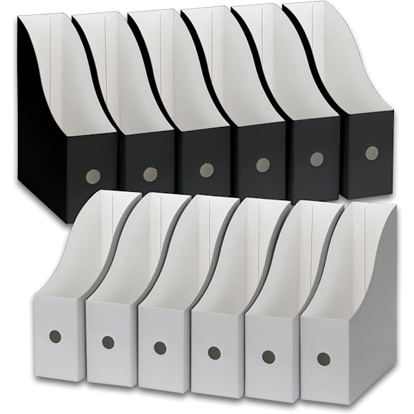 Vit / Svart Tidskriftshållare Organizer Box (12-pack)