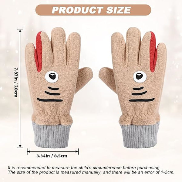 Pairs Kids Fleece Hansker, Full Finger Hansker for Barn, Myke Vinter Termiske Hansker for Gutter Jenter, Varme Hai Mønster Hansker for 7-10 År Gamle Ki