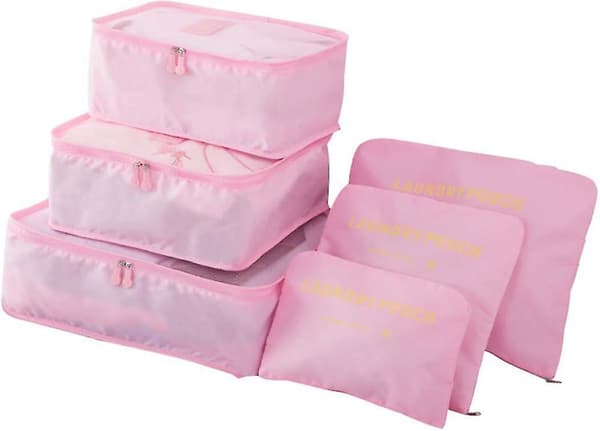 6-pack reseväskor med dragkedja för kläder, underkläder och strumpor