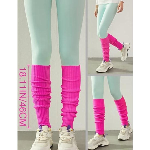 Kvinners Juniors Neon Ribbet Leg Warmers for 80s Eighty's Party Spor