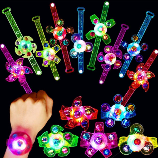 5-pack LED-lysande fidget spinner-armband, barnkalaspresenter, LED-lysande leksaker, neonfestpresenter, festpresenter med slumpmässiga färger