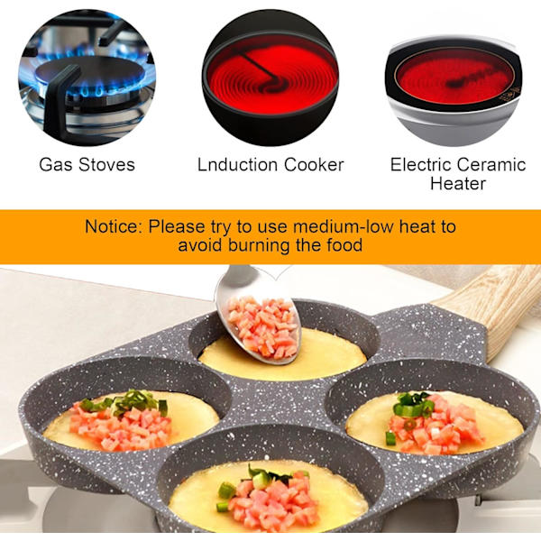 4-håls omelettpanna Non-stick stekpanna för induktionsspis