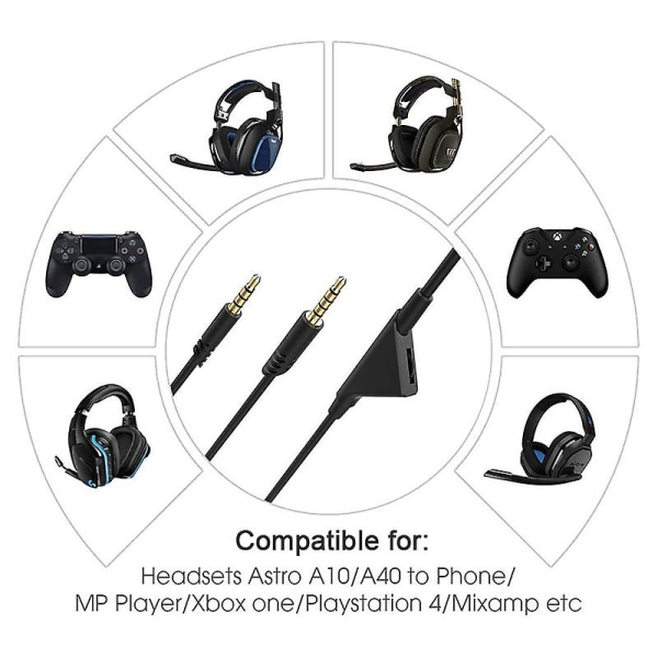 Udskiftningskabel til Astro A10 A40 A30 G233 Gaming Headset