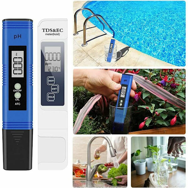 Elektronisk PH-måler, TDS&EC-måler Temperatur, 3 i 1 Vandkvalitetstester