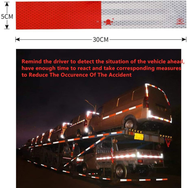 20 STK Reflekterende sikkerhedstape - Vandtæt rød og hvid reflektor Conspicu