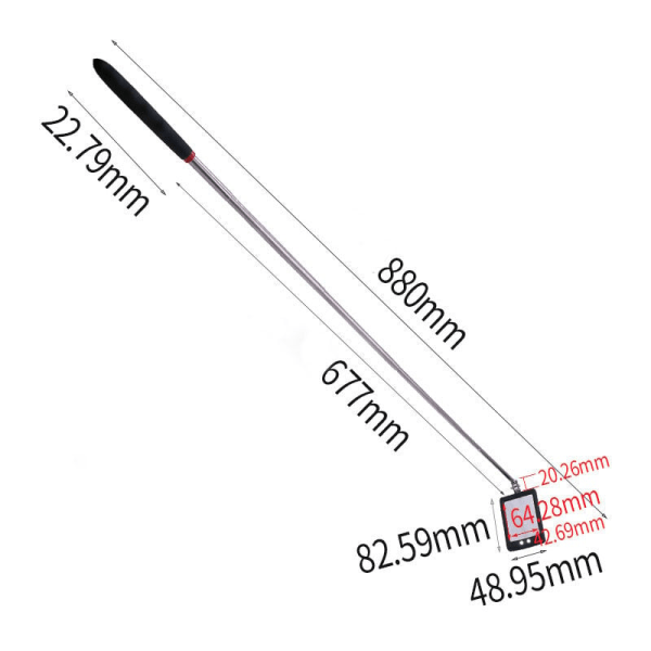 Inspeksjonspeil Teleskopisk Rektangulær Svingbar Forlengelsesverktøy Utvidbar 36