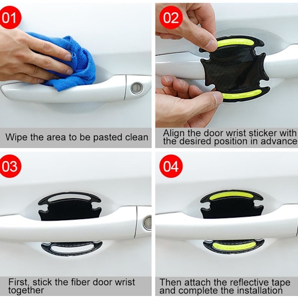 8 st Car Door Handle Sticker Film Car Door Protection Stickers Door Edge Protection Paint Protectors Universal för Various Vehicles