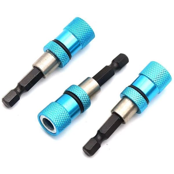 5 stk. magnetisk bitholder med dybdestop - Længde 57 mm, blå