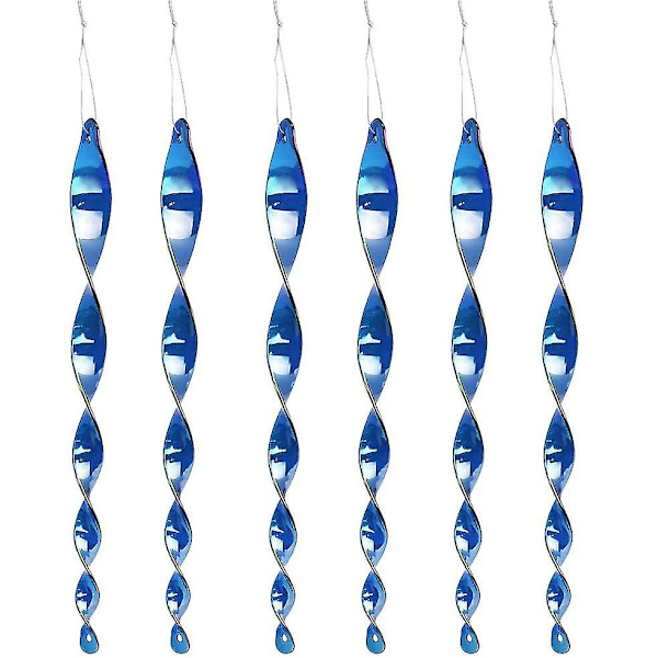 Set med 6 fågelavvisande 30 cm fågelskrämselstång 360 graders reflekterande spiral ljus