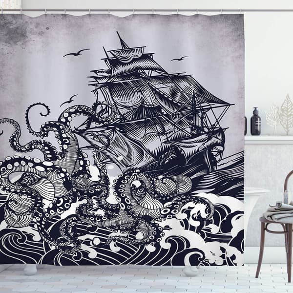 Duschdraperi med svart mönster, 100cm*180cm
