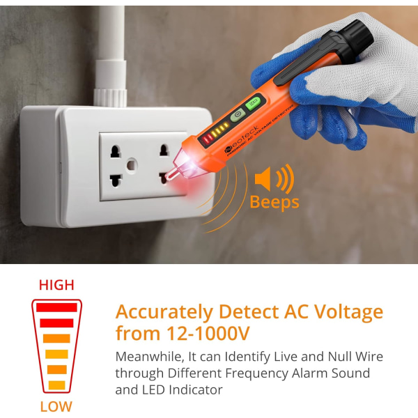 Berøringsfri spenningstester 12-1000V AC spenningsdetektor Kretsetesterverktøy