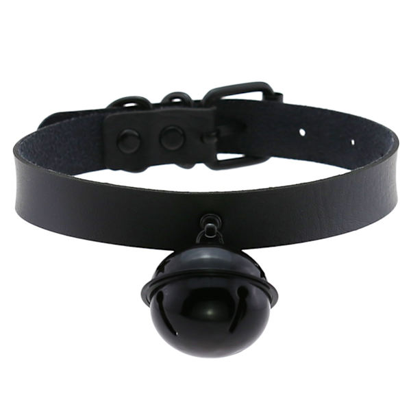 Svart choker gotisk halskjede PU skinn choker bjelle halskjede kvinner